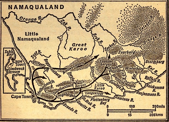 Map Of The Initial Expansion Of The Trekboers From Capetown 